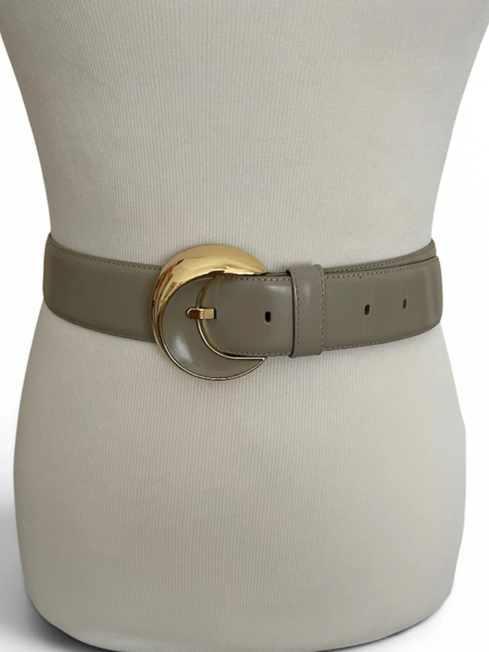 Vintage Liz Claiborne Classic Wide Belt with Gold Crescent Buckle